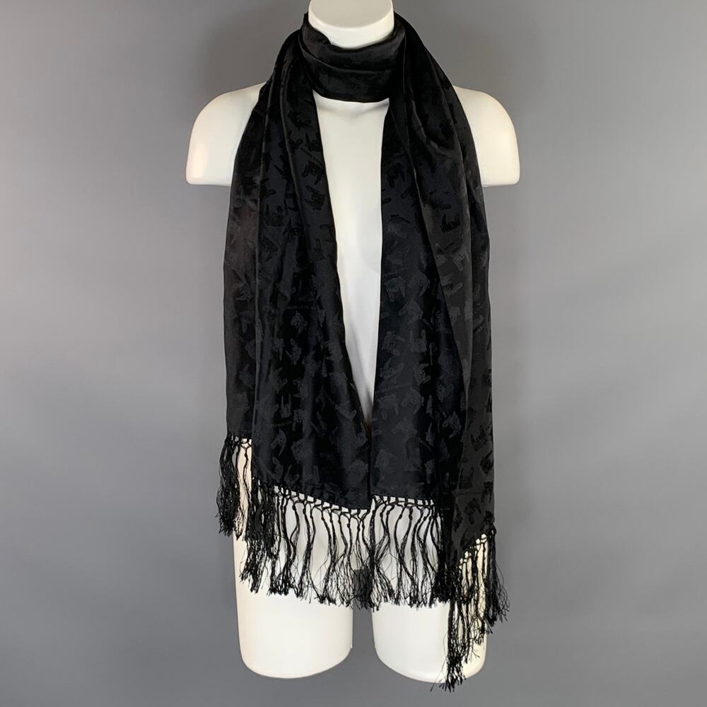 KIESELSTEIN-CORD Black Alligator Silk Scarf